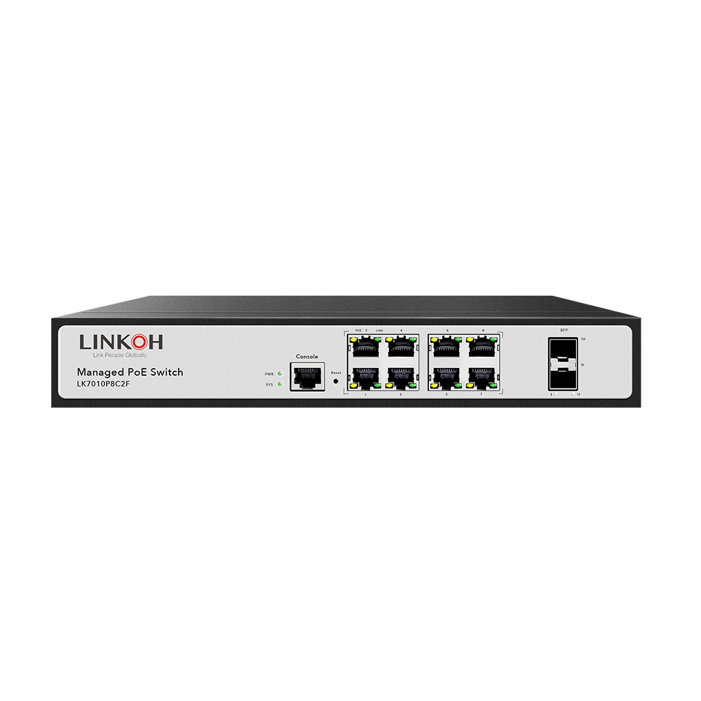 S3410-10TF-P, 10-Port Gigabit Ethernet L2+ PoE+ Switch, 8 x PoE+ Ports  @125W, with 2 x 1Gb SFP Uplinks, Broadcom Chip, Fanless -  Europe